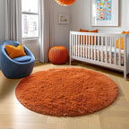 Amdrebio Burnt Orange Round Area Rug 5Ft - Image 8