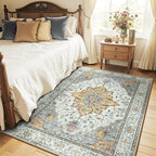 RELEANY Area Rugs 4'x6' Washable Non-Slip, Floral Vintage Distress Print - Image 2