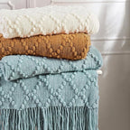 BOURINA White Throw Blanket 50 x70 Inches Jacquard Argyle Throw Textured Solid - Image 6