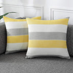 AmHoo Pack of 2 Farmhouse Stripe Check Throw Pillow Covers Set Case Cotton by AmHootextile