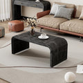 Minimalist Coffee Table with Curved Art Deco Design, Wood Rectangle Center Table by SIYSNKSI