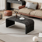 Minimalist Coffee Table with Curved Art Deco Design, Wood Rectangle Center Table by SIYSNKSI