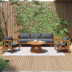 Merax Outdoor 4-Piece Acacia Wood Conversation Set - Image 2