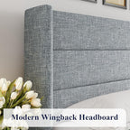 Allewie Queen Size Lift Up Storage Bed, Modern Wingback Headboard, Hydraulic - Image 4