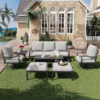 HOMREST Patio Furniture Sets 7 PCS Outdoor Metal Conversation Sets, 360 Degree by HOMREST