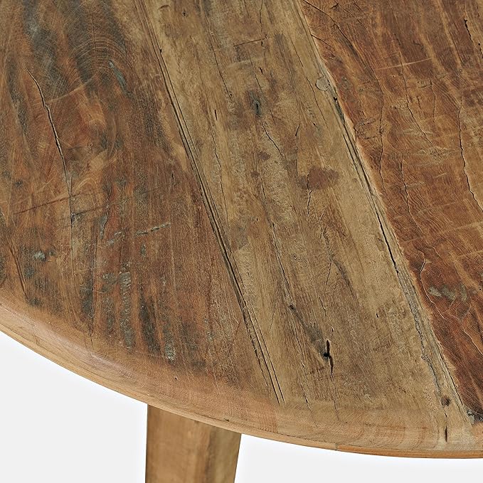 Jofran Reclamation 42" Rustic Reclaimed Solid Wood Round Dining Table - Image 4