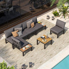 Aluminum Modular Outdoor Patio Furniture Set, 6 Seats Patio Sectional Sofa Set by Oasbira