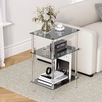 Tempered Glass Side Tables Set of 2 Acrylic End Table - Image 4